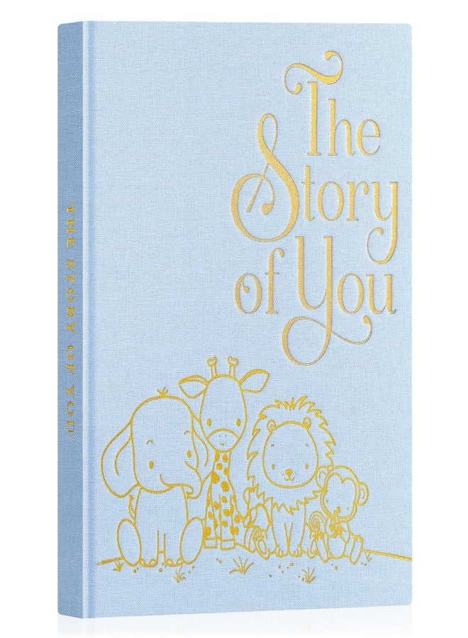 Lanpn Baby Memory Book for Boy Girl - The Story of You, Newborn Babys Book Keepsake Photo Album for New Parents, Linen Cover Baby First 5 Year Milestone Scrapbook Journal (Blue, 154 Pages) - Image 1